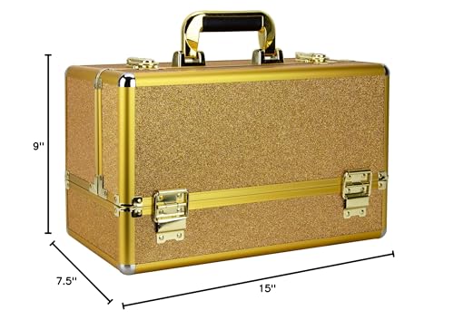 Ver Beauty Rucella Makeup Case Professional Nail Travel Organizer Box, Gold Krystal