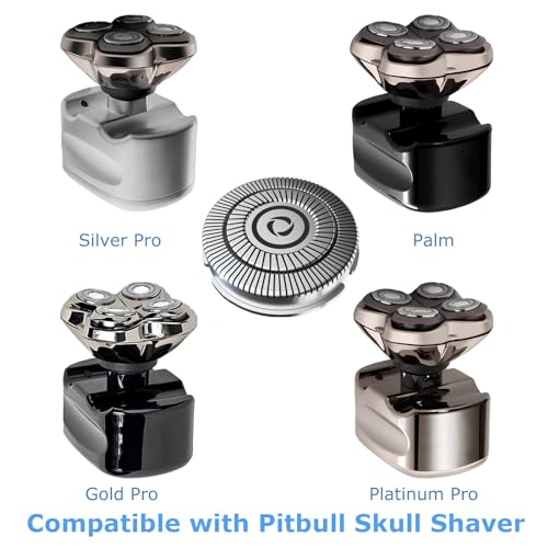 4 Pack Shaver Replacement Blades for Skull Pitbull Gold PRO Shaver Replacement Blade,Replacement Heads for Pitbull Platinum Pro Shaver and for Palm Electric Razors (1Set(4blades).
