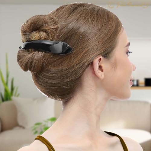 RC ROCHE ORNAMENT 6 Pcs Womens Hair Clip Professional Styling Sectioning Inner Teeth Curve Durable Alligator Duck Bill Jaw Strong Secure Grip Salon Fashion, Medium Black