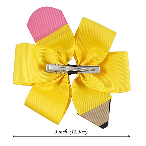 Pencil Hair Clips Yellow School Bow Pencil Hairpin Hairclips Yellow Bowknot BBG29 (Yellow Bow) 1 Count (Pack of 1)