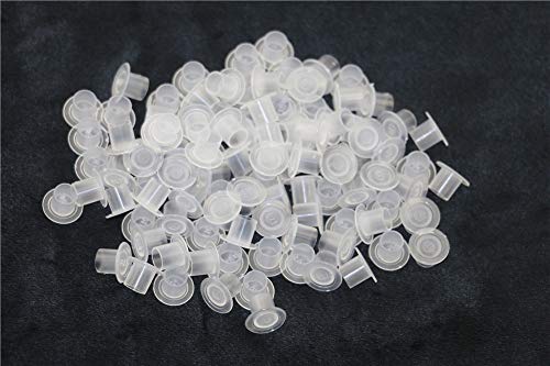 Needlehouse 1000pcs (10 * 8mm) Tattoo Ink Caps Professional Tattoo Ink Cups With Base, Caps Plastic Transparent Pigment Cups Caps Tattoo Supplies (10 * 8mm)