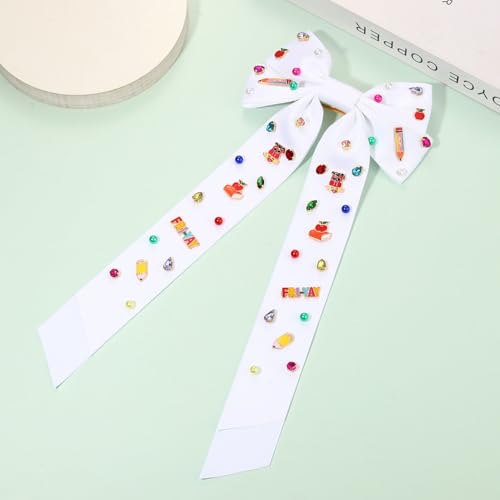 Back To School Hair Bows Pencil Hair Bows for Women Teacher Hair Bows Clips Accessories Hair Bow Clips Jeweled Crystal Pencil Hair Ribbon Bows Teacher Appeaciation Gifts School Outfits (Pattern K2)