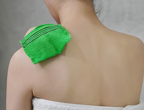 Sofrien Quality Korean Bath Exfoliating Washcloth Body Scrub Towels. Made in Korea (Green, 3 Pcs)