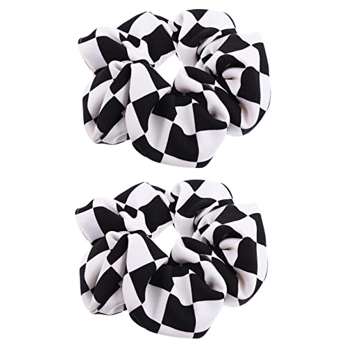 Beaupretty 4 Pcs Checkered Hair Rope Girls Hair Accessories Black White Hair Rope Hair Rope for Women Female Hair Ties Scrunchy Hair Ties Cable Tie Lattice Miss Chiffon