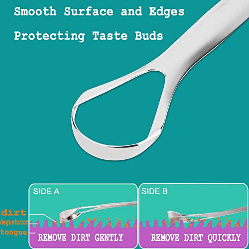 RONAVO Tongue Scraper for Adults (3 Pack), Reduce Bad Breath, Metal Tongue Scraper, Easy to use & Clean, with Travel Case for Home, Travel and On-the-Go