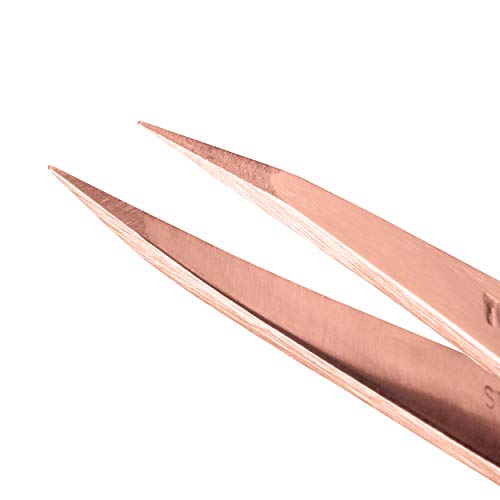 Tweezerman Stainless Steel Point Tweezer - Eyebrow Precision Tweezers, Facial and Ingrown Hair Removal (Rose Gold)