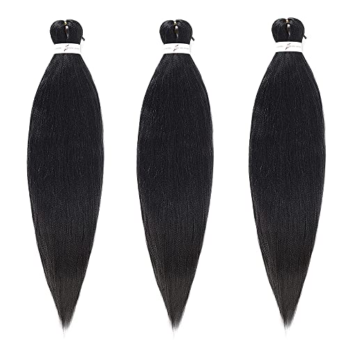 Blue Braiding Hair Pre Stretched EZ Braiding Hair 3 Packs/Lot 26 Inches Yaki Texture Braiding Hair Hot Water Setting Synthetic Fiber for Crochet Hair Extensions（3 packs，blue#）