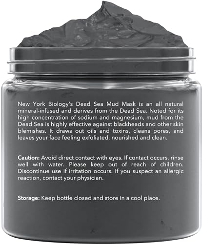 New York Biology Dead Sea Mud Mask for Face and Body Infused with Eucalyptus - Spa Quality Pore Reducer for Acne, Blackheads and Oily Skin - Tightens Skin for A Healthier Complexion - 8.8 oz