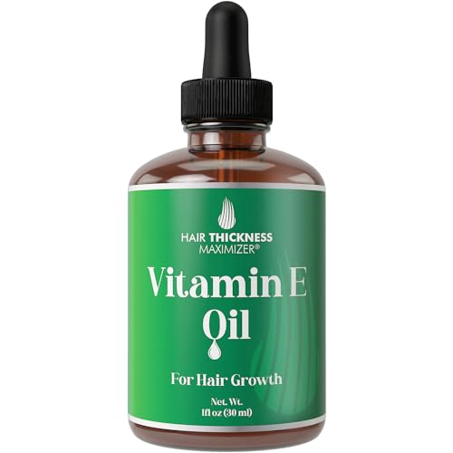 Vitamin E Oil for Hair Growth - Thickening, Moisturizing, Strengthening Serum For Women, Men. Single Ingredient Scalp Treatment For Weak, Dry, Frizzy Hair 1oz