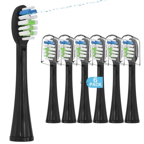 6 Pack Replacement Replacement Brush Heads for Waterpik Sonic Fusion Flossing Toothbrush Compatible with Sonic Fusion SF01/SF02 and Sonic Fusion 2.0 SF03/SF04- White with Caps