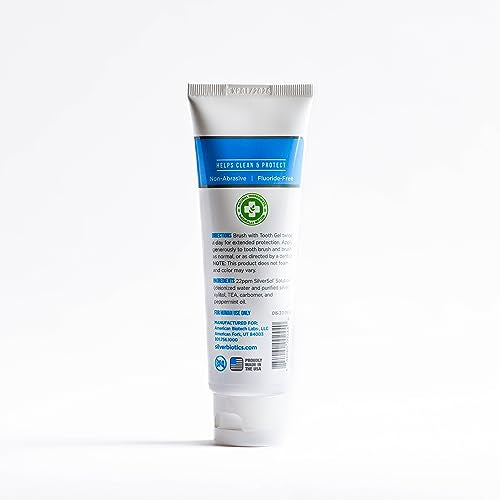 Silver Biotics Tooth Gel | SilverSol Ag₄O₄ 22 ppm Nano-Silver Infused Gel for All Natural Gum & Teeth Protection | Glacial Mint | 4 oz