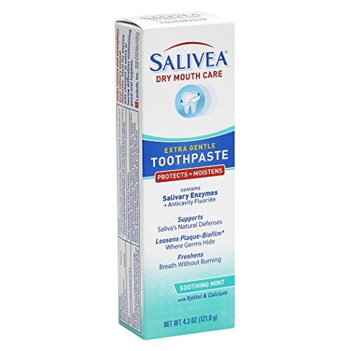 SALIVEA Dry Mouth Toothpaste - Soothing Mint Toothpaste with Natural Salivary Enzymes - Gentle Toothpaste to Aid Dry Mouth Care - Natural, Paraben Free Dry Mouth Toothpaste - Mint Flavor (4.3 oz Tube)