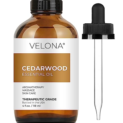 velona Cedarwood Essential Oil 4 Fl Oz | Therapeutic Grade 100% Pure and Natural | for Aromatherapy Diffuser, Massage, Skincare, Haircare, Soapmaking