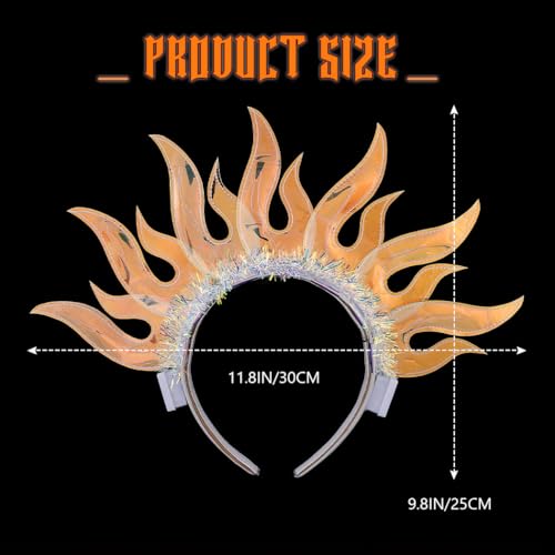 ACEDRE Light Up Flame Headband LED Glowing Hair Band Sparkly Rave Party Costume Hair Accessories for Women(Colorful Light)