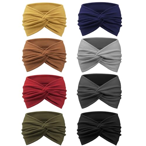 AQOKKA 8 Pack Wide Headbands for Women Knotted Head Bands for Women's Hair Non Slip Boho Head Wraps Hair Accessories for Women