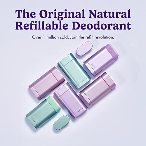 Wild - Natural Refillable Deodorant - Vegan & Eco-Friendly - Aluminum Free - Long Lasting Protection - 100% Natural Ingredients - Starter Kit - Aqua Case, Fresh Cotton & Sea Salt Refill - 1.4oz