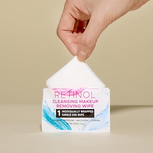 Body Prescription Makeup Cleansing Wipes - Gentle and Effective Face Wipes, 30 Count Individually Wrapped (Pack of 1), Retinol Makeup Wipes