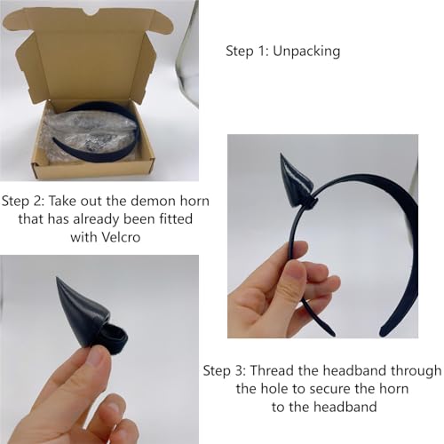 ATekatac Women Headband with 3D Devil Horns 3d Lightweight Devil Horns Headband (D White)