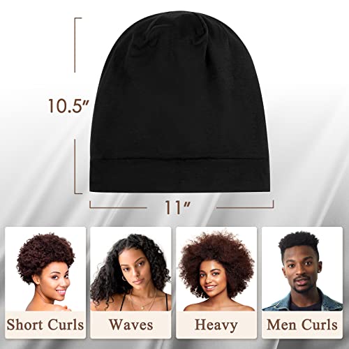 OLESILK Silk Bonnet for Men, 100% Mulberry Mens Bonnet, Dreadlock Cap for Curly Hair, Silk Hair Bonnet for Sleeping, Silk Hair Wrap for Sleeping, Black