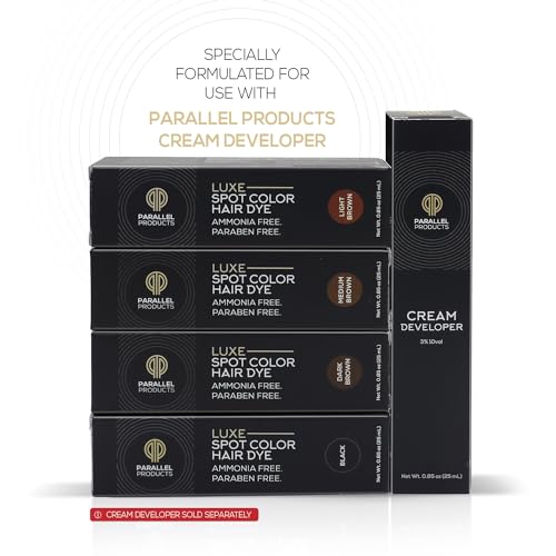 Parallel Products - Luxe Color (Black) - Cream Hair Dye - 25mL - Tint for Professional Spot Coloring - Covers Grey Hair - Root Touch-Up