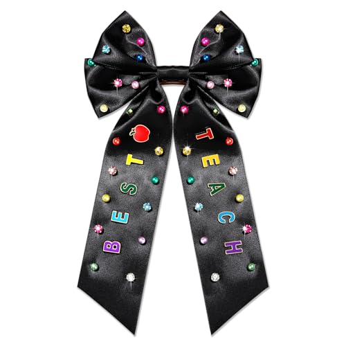 Back To School Hair Bows Pencil Hair Bows for Women Teacher Hair Bows Clips Accessories Hair Bow Clips Jeweled Crystal Pencil Hair Ribbon Bows Teacher Appeaciation Gifts School Outfits (Pattern K2)