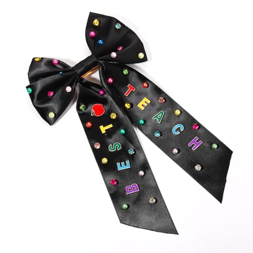 Back To School Hair Bows Pencil Hair Bows for Women Teacher Hair Bows Clips Accessories Hair Bow Clips Jeweled Crystal Pencil Hair Ribbon Bows Teacher Appeaciation Gifts School Outfits (Pattern K2)