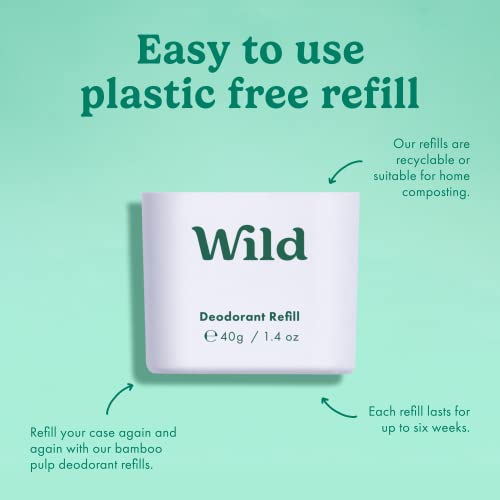 Wild - Natural Refillable Deodorant - Vegan & Eco-Friendly - Aluminum Free - Long Lasting Protection - 100% Natural Ingredients - Starter Kit - Aqua Case, Fresh Cotton & Sea Salt Refill - 1.4oz