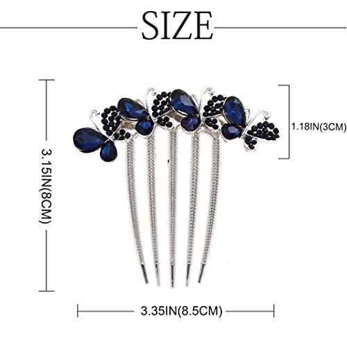 Bohend Rhinestone Hair Comb Crystal Hairpieces Bridal Hair Accessories for Women and Girls (A-Blue)