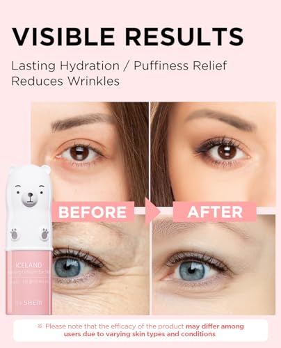 The SAEM Iceland Hydrating Collagen Eye Stick 0.24oz - Anti-wrinkle Moisturizing Eye Balm for Saggy Skin – Under Eye Treatment - Balm to Smooth Skin Texture - Rose Scent