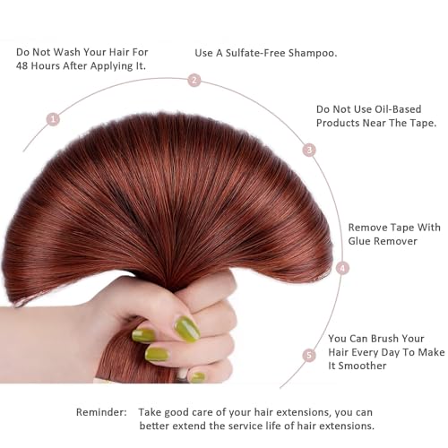 ShowJarlly Hair Extensions Real Human Hair Tape In 20pcs 18 Inches Human Hair Tape Ins Invisible Seamless Tape In Human Hair Extensions Skin Weft for White Women Chestnut Brown (2#) 40g