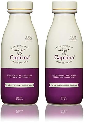 Caprina by Canus Legendary Bubble Bath with Fresh Canadian Goat Milk Gentle Soap Moisturizing Vitamin A, B2, B3 More, Shea Butter, 27.1 Fl Oz (Pack of 2)