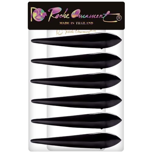 RC ROCHE ORNAMENT 6 Pcs Womens Hair Clip Professional Styling Sectioning Inner Teeth Curve Durable Alligator Duck Bill Jaw Strong Secure Grip Salon Fashion, Medium Black