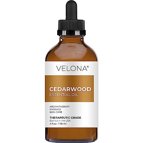 velona Cedarwood Essential Oil 4 Fl Oz | Therapeutic Grade 100% Pure and Natural | for Aromatherapy Diffuser, Massage, Skincare, Haircare, Soapmaking