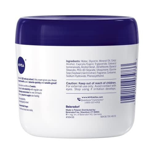 NIVEA Skin Firming Q10 Body Cream, 4-in-1 Dry Skin Moisturizer with Fresh Scent, Skin Firming Cream Enriched with Q10, 13.5 Oz Jar