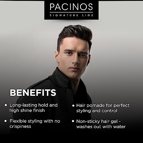 Pacinos Sleek - Signature Extra Hold Pomade with Shine, Long Lasting Definition, All Hair Types, 2 fl. oz.