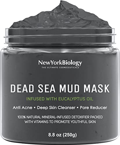 New York Biology Dead Sea Mud Mask for Face and Body Infused with Eucalyptus - Spa Quality Pore Reducer for Acne, Blackheads and Oily Skin - Tightens Skin for A Healthier Complexion - 8.8 oz