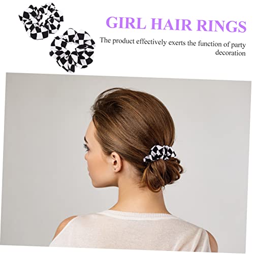 Beaupretty 4 Pcs Checkered Hair Rope Girls Hair Accessories Black White Hair Rope Hair Rope for Women Female Hair Ties Scrunchy Hair Ties Cable Tie Lattice Miss Chiffon