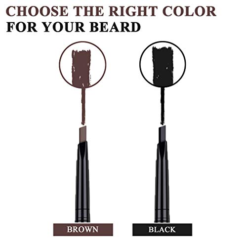 Beard Pencil Filler for Men - Water Resistance, Sweat Proof, Long Lasting & Natural Finish barber Pencil, Mustache Repair Shape, Two Pencil Replacement Tip(BLACK)