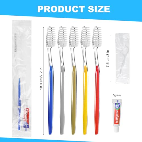 twoworld Disposable Toothbrushes with Toothpaste and Dental Floss Pick Individually Wrapped, Bulk Toothbrush 5 Colors and Toothpaste 5 Grams, Floss, Bulk Hygiene Kits for Homeless,Air Bnb/Hotel (20)