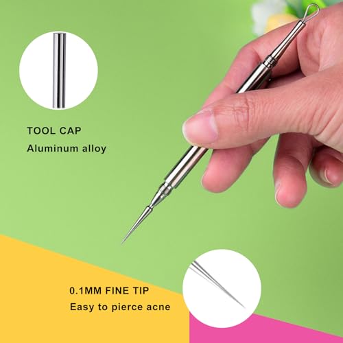 Professional Facial Blackhead Remover Extractor Tool - Double Ended Circle Loop & Sharp Needle Pimple Popper Tool - 2-in-1 Blackhead & Blemish Remover - Zit and Pimple Acne Removal(1 Pack)