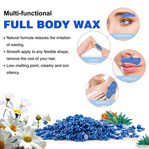 Auperwel Wax Beads for Hair Removal, 1.1LB Painless Salon Hard Wax Beans for Bikini, Eyebrow Facial, At Home Pearl Waxing Beads for Sensitive Skin with 20 Spatulas for Women Men(Rose)