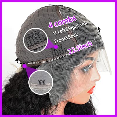 UPIGUILK Glueless HD Lace Front Wigs Human Hair Deep Wave 13x6 HD Lace Frontal Wigs Human Hair Pre Plucked with Baby Hair Curly Wigs for Black Women Human Hair 180% Density Natural Color 16 inch