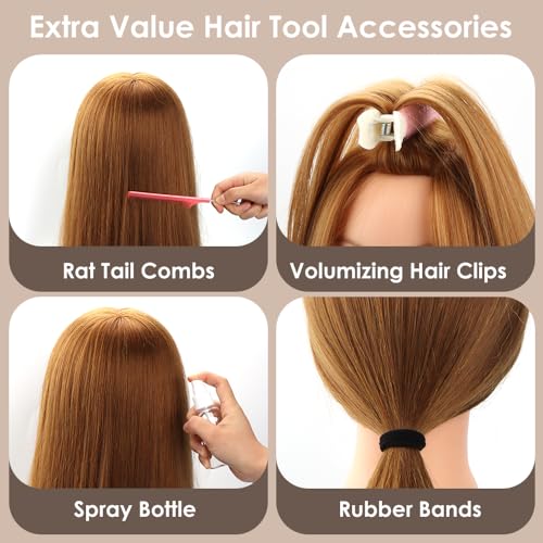 WALLFID Hair Roller Set 37 Pcs, Includes 18 Velcro Curling Irons, 2 Volumizing Clips, 12 Clips, 1 Rat Tail Comb, 1 Spray Bottle & 3 Rubber Bands, for Medium to Long Short Hair, No Heat