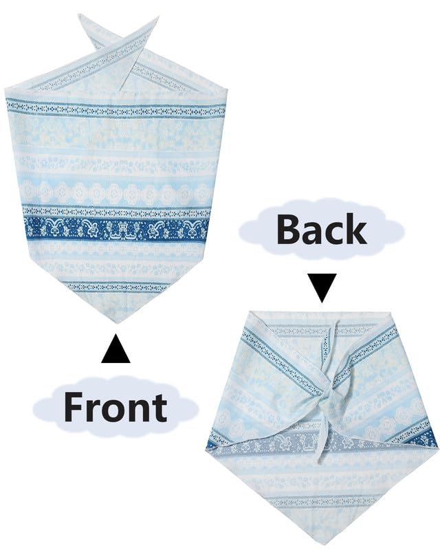 AWAYTR 3Pcs Hair Bandanas Head Kerchief for Women Girls Tie-Back Boho Hair Scarf Headband Bandana Triangle Head Scarf (Stripe Print - Pink/Light Blue/Navy Blue)