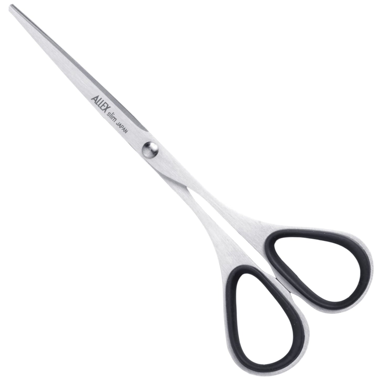 ALLEX Little Skinny Scissors for Office 4.7", All Purpose Slim & Thin Low Profile Scissors, Made in JAPAN, All Metal Sharp Japanese Stainless Steel Blade with Non-Slip Soft Ring, Black