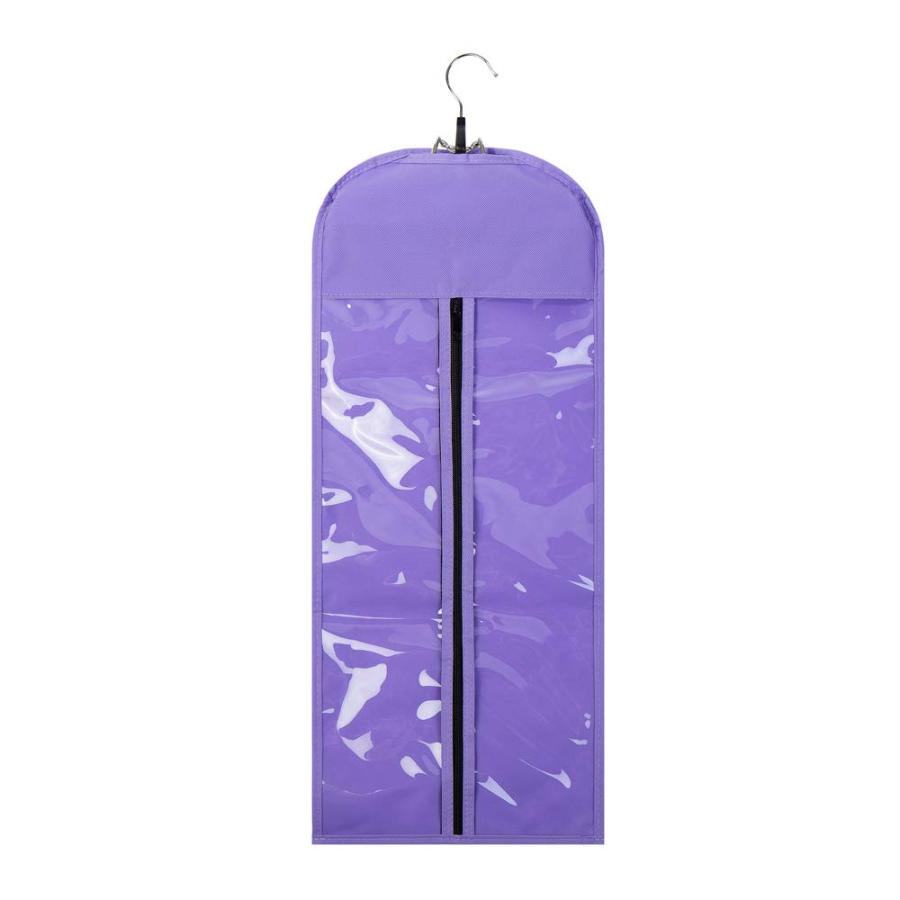 Portable Hair Extensions Carrier Non-woven Dust-proof Storage Case with Wooden Hanger for Human Hair Extensions(Purple)
