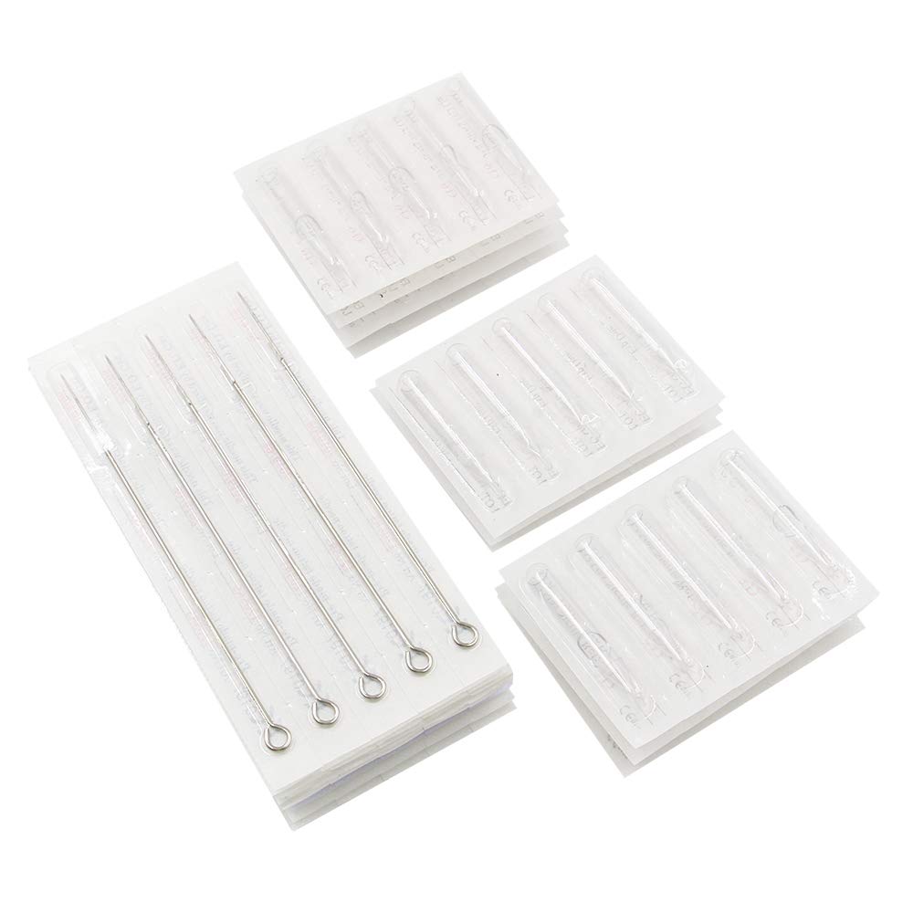 Tattoo Needles and Tips Set - Autdor 50pcs Disposable Mixed Tattoo Needles + 50pcs Assorted Sterilized Disposable Tattoo Tips, 5pcs of each 3rl 5rl 7rl 9rl 3rs 5rs 7rs 9rs 5m1 7m1 3RT 5RT 7RT 9RT 3DT