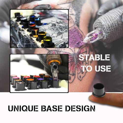 Tattoo Ink Caps Cups Small - Autdor 1000Pcs Tattoo Caps Cups with Base Disposable Pigment Cups Microblading Makeup Tattoo Ink Cups with Base Pigment Ink Caps 11mm Small for Tattoo Supplies