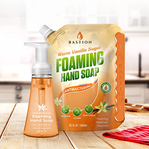 Bastion Foaming Hand Soap - Foam Hand Wash Refill 32oz, Bath And Body Works, Dial, Method, Michel, JR Watkins, Dove - Warm Vanilla Sugar w/Essential Oils Bulk Refill Pouches