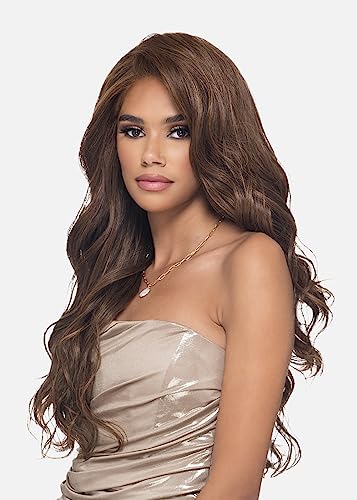 Vivica A. Fox ELISHA, SYNTHETIC HAIR, Frontal Lace Wig, Color FS4/30, 80% Medium Dark Brown(#4) with 20% Copper Blonde(#30) Frost